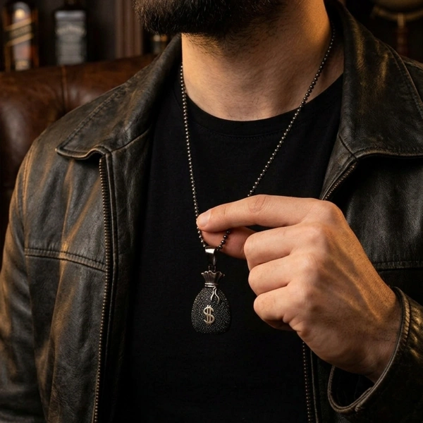 Özel Yüzey Kaplamalı Kenarları Dolar Çuval Madalyon Kolye