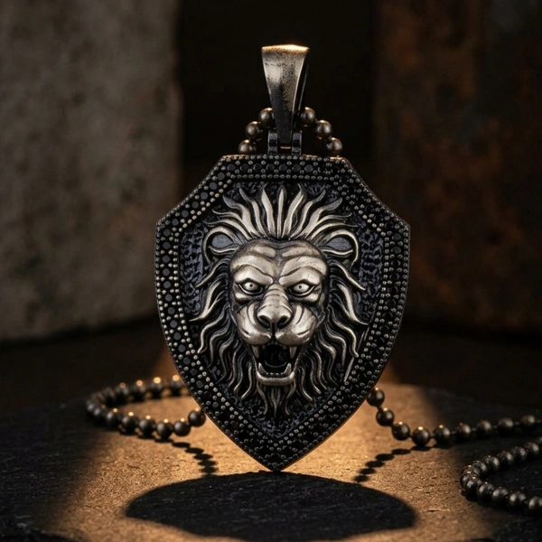 Markazit Taşlı Özel Yüzey Kaplama Aslan Apolet Kolye