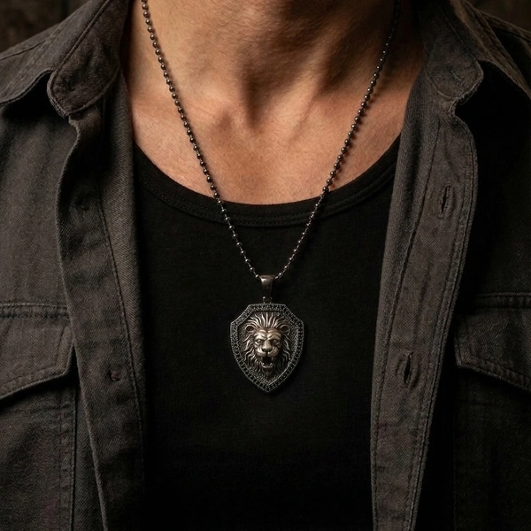 Markazit Taşlı Özel Yüzey Kaplama Aslan Apolet Kolye