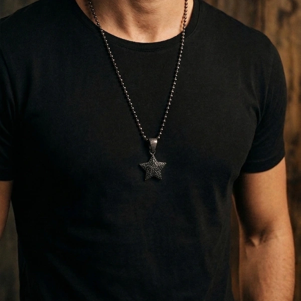 Markazit Taşlı Özel Yüzey Kaplama Küçük Yıldız Kolye