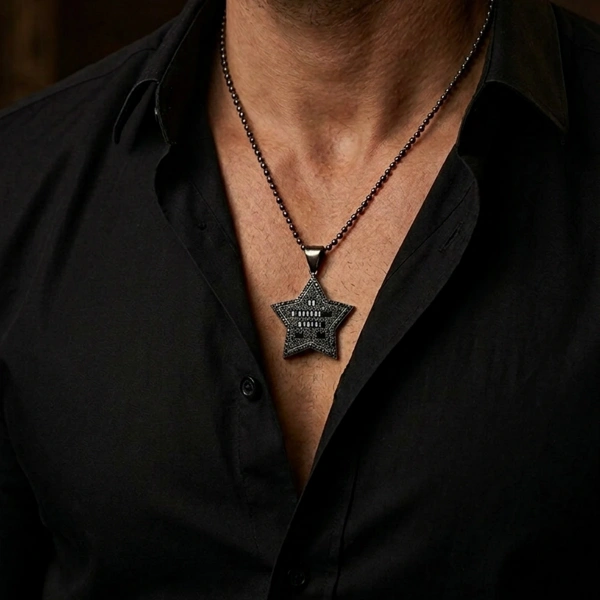 Markazit Taşlı Özel Yüzey Kaplama Yıldız Kolye