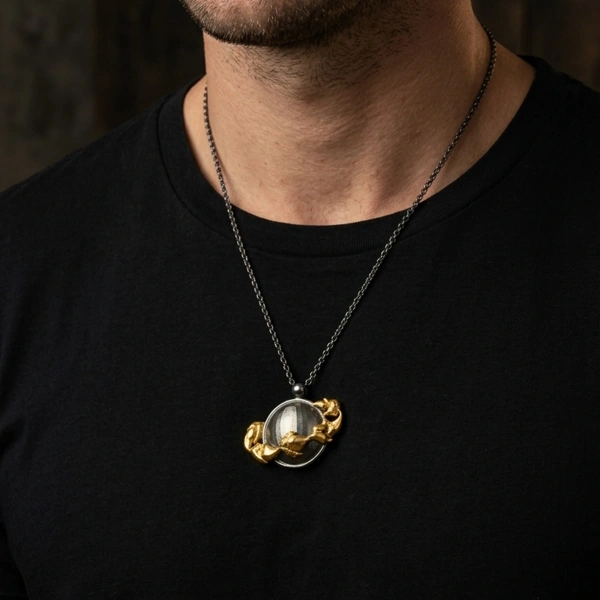 Çift Renk Dolunay Bereket Döngü  Unisex Kolye