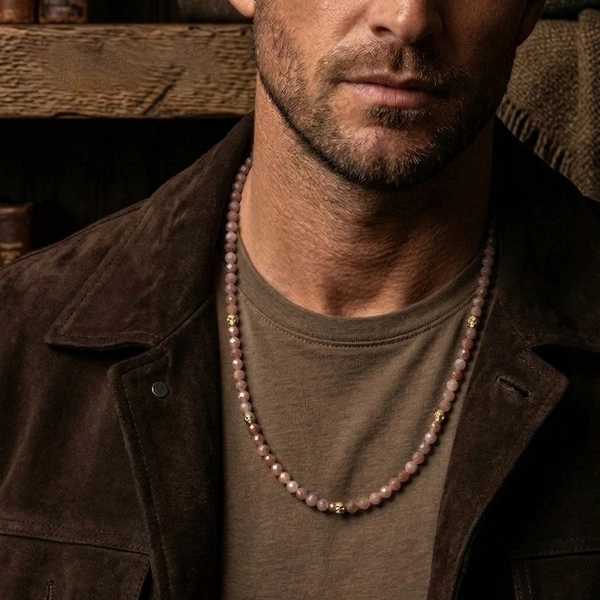 Çilek Quartz Taşlı Kurukafa Detaylı Gümüş Kolye