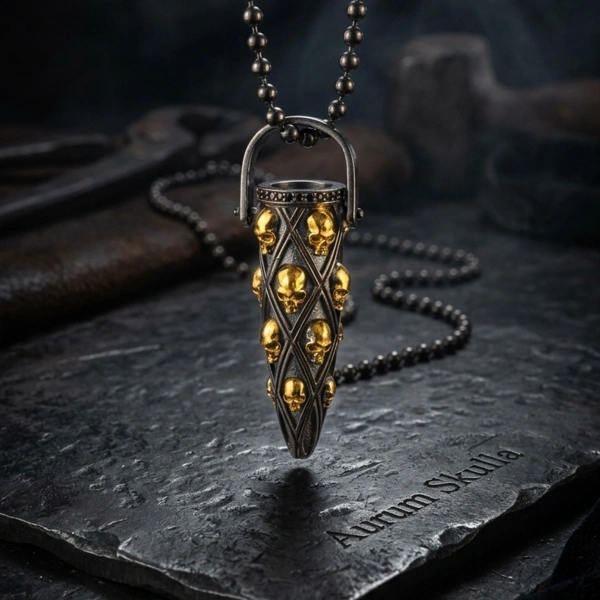 Mermi Gümüş Kolye Top Zincirli Altın Kaplamalı Oksitli