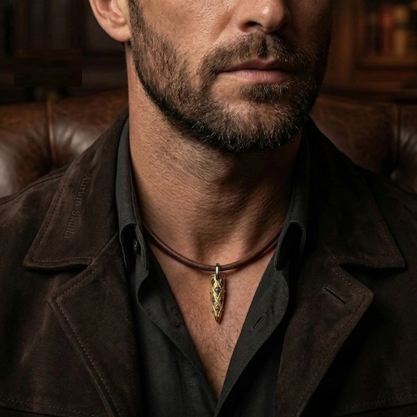 Bullet Silver Necklace Leather Gold Plated Oxidized