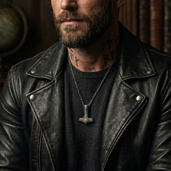 Balta Gümüş Kolye Oksitli Altın Yaldızlı