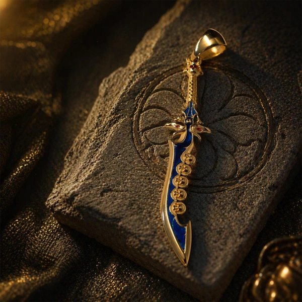 Çift Taraflı Hançer Gümüş Kolye