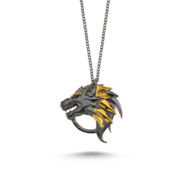 Altın Kaplama Ejderha Gümüş Kolye