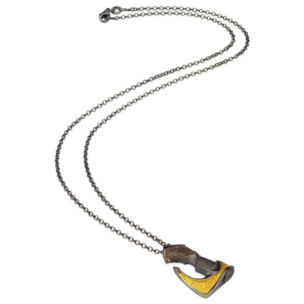 Altın Kaplamalı Özel Tasarım Balta Gümüş Kolye