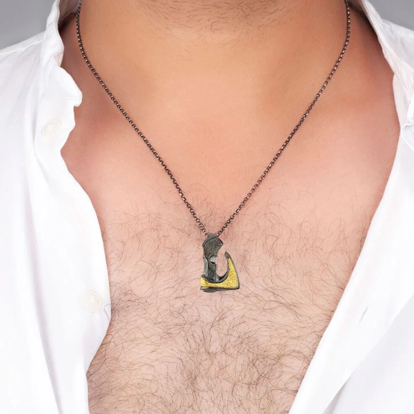 Altın Kaplamalı Özel Tasarım Balta Gümüş Kolye