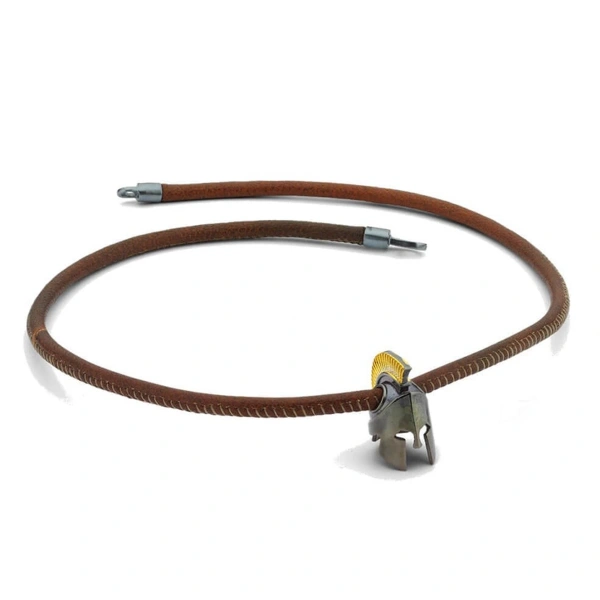 Camel Derili Sparta Miğfer Gümüş Kolye