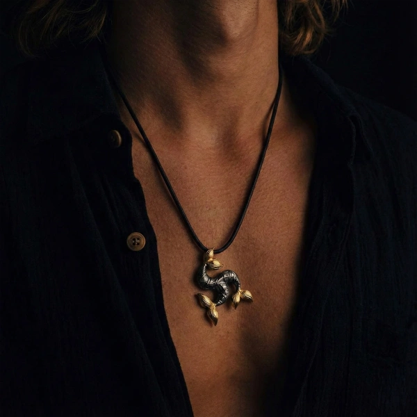 Çift Renk Kelt Balık Bolluk Bereket Kolye