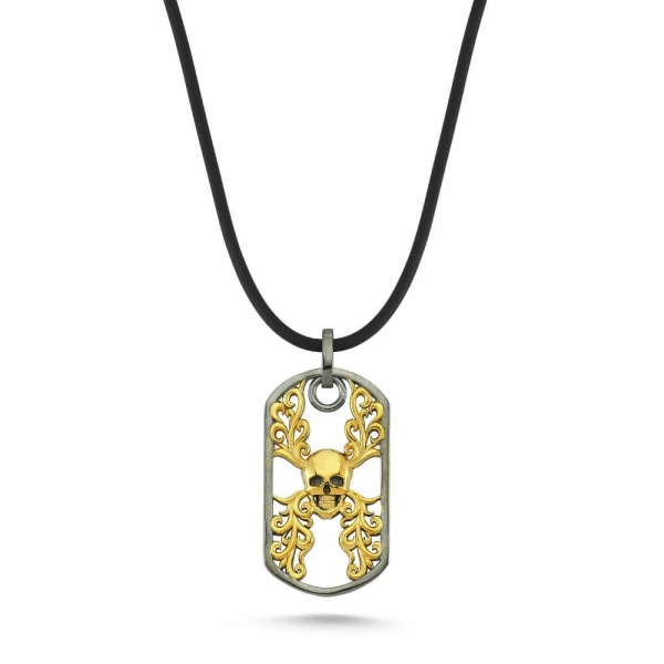 Çift Renk Kuru Kafa Künye Unisex Kolye