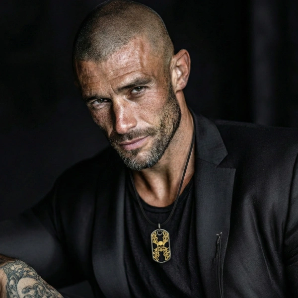 Çift Renk Kuru Kafa Künye Unisex Kolye