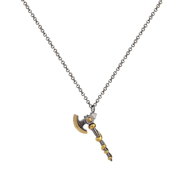 Çift Renk Sarmalı Balta Gümüş Kolye