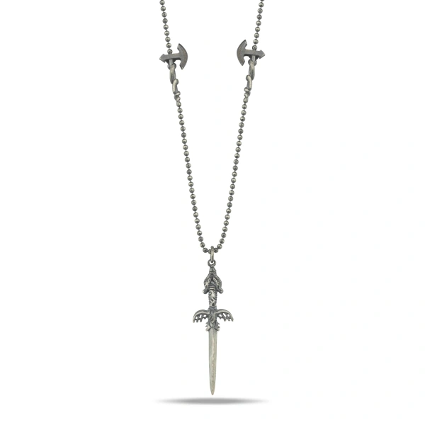 Dark Totem Şövalye Kılıcı Gümüş Kolye