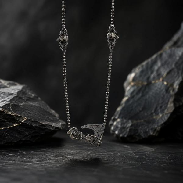 Dark Totem Viking Baltası Gümüş Kolye