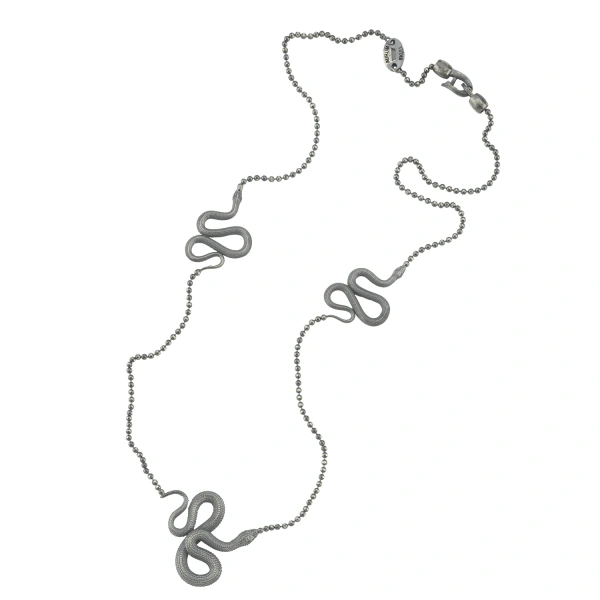 Dark Totem Snake Talisman Silver Necklace