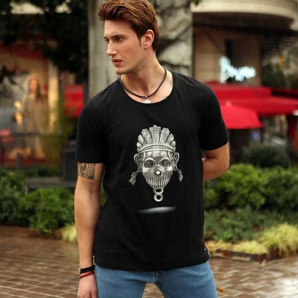 Festival Baskılı Bisiklet Yaka Tişört