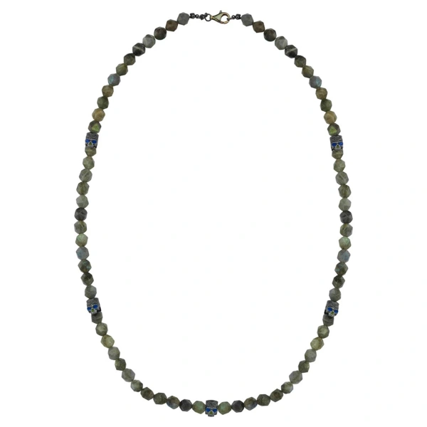 Füme Quartz Taşlı Kurukafa Detaylı Gümüş Kolye