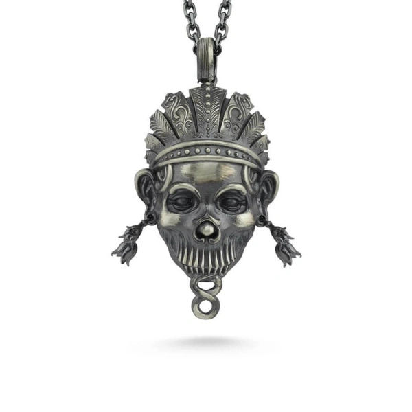 Gümüş Kolye Kızıl Derili Kurukafa Festival