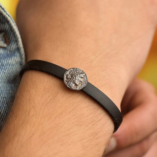 Herera Gümüş Kauçuk Kemer Bileklik