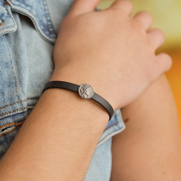 Herera Gümüş Kauçuk Kemer Bileklik