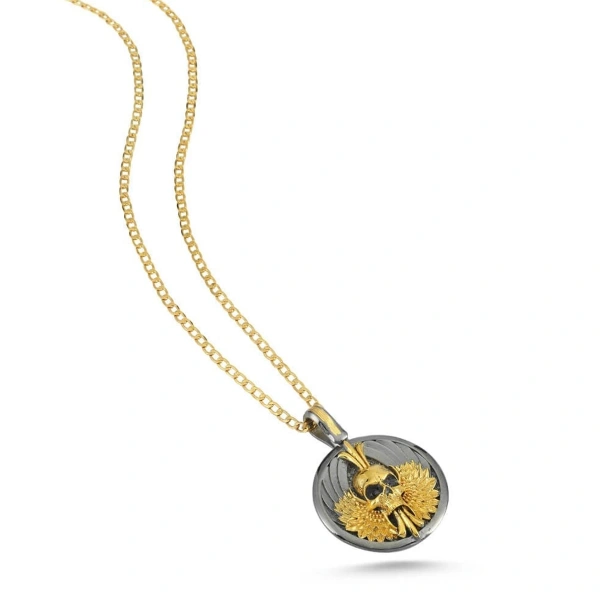 Kafalı Madalyon Metal Kolye