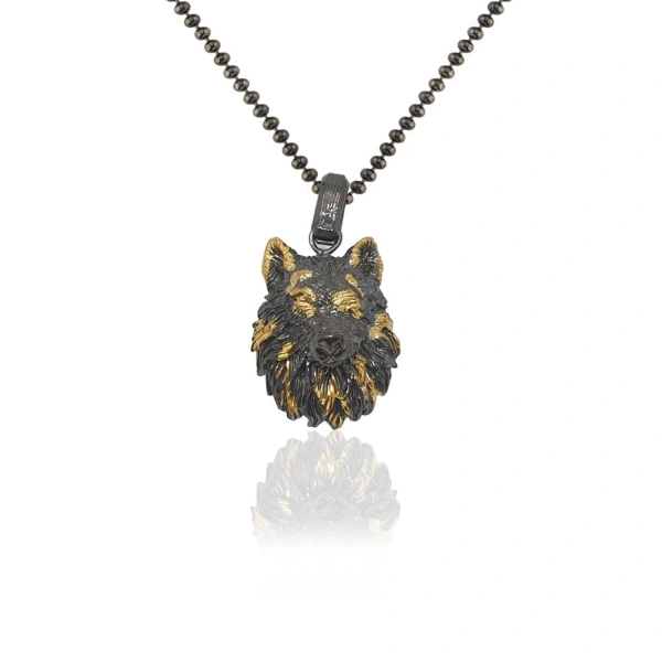 Kurt Başı Özel Kaplama Yüzeyli Gümüş Kolye