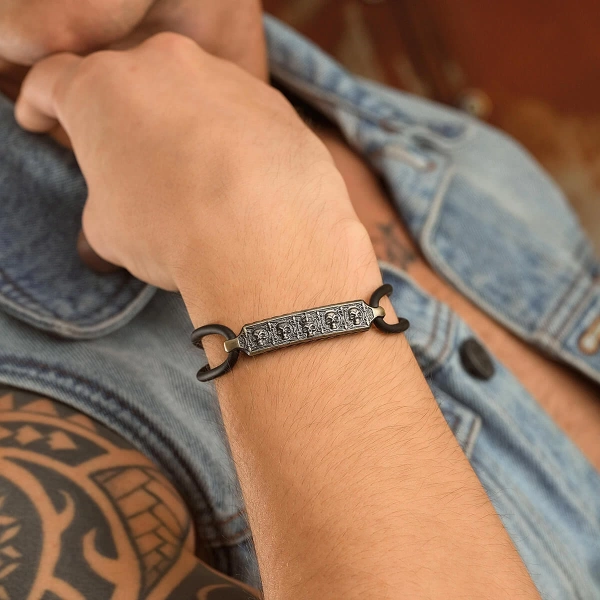 Kurukafa Kauçuk Gümüş Bileklik