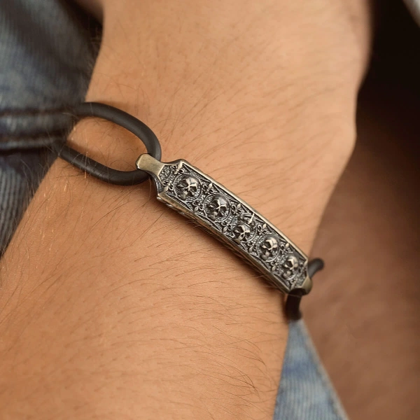 Kurukafa Kauçuk Gümüş Bileklik