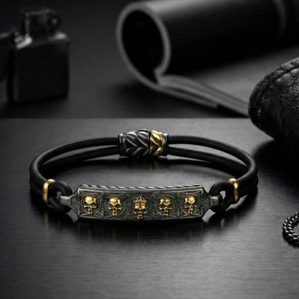 Kurukafa Kauçuk Gümüş Bileklik