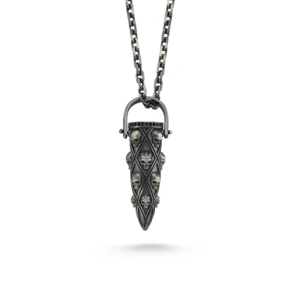 Kurukafa Mermi Form Gümüş Kolye