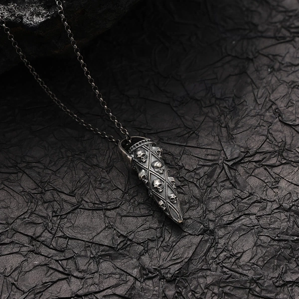 Kurukafa Mermi Form Gümüş Kolye