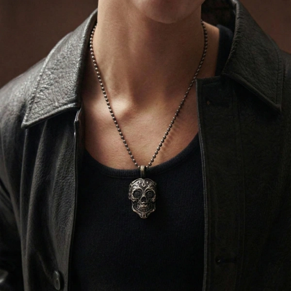 Kurukafa Stil Gümüş Kolye