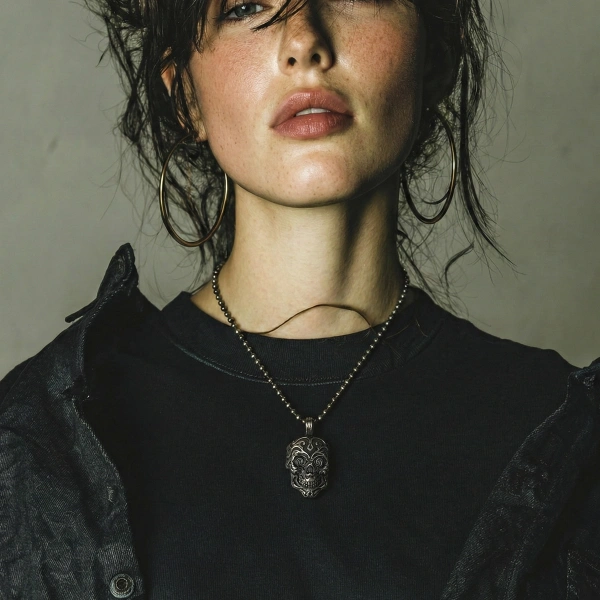 Kurukafa Stil Gümüş Kolye