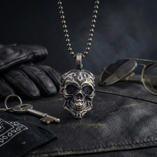 Kurukafa Stil Gümüş Kolye