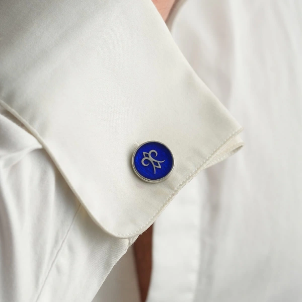 Lacivert Mineli Kral Mührü Kol Düğmesi