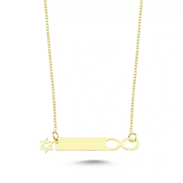 Lazer Kesim Yatay Plaka Simge ve Sonsuzluk Kolye