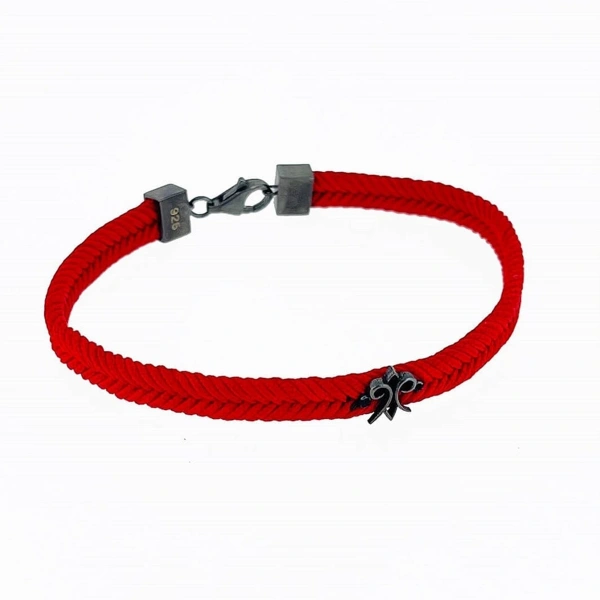 Makrome Örgü Renk Seçenekli Kral Mührü Gümüş Bileklik