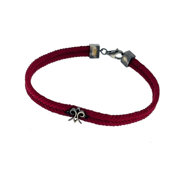 Makrome Örgü Renk Seçenekli Kral Mührü Gümüş Bileklik