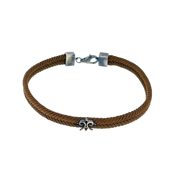 Makrome Örgü Renk Seçenekli Kral Mührü Gümüş Bileklik