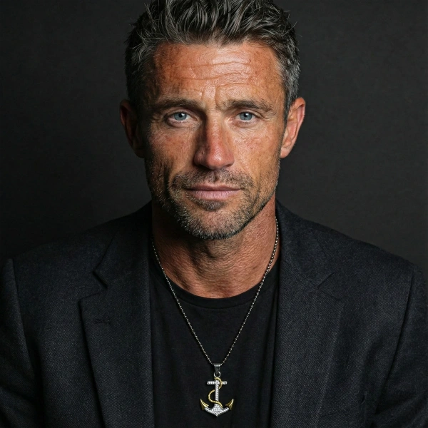 Markazit Taşlı Özel Yüzey İki Renk Kaplama Halatlı Minimal Çapa Kolye