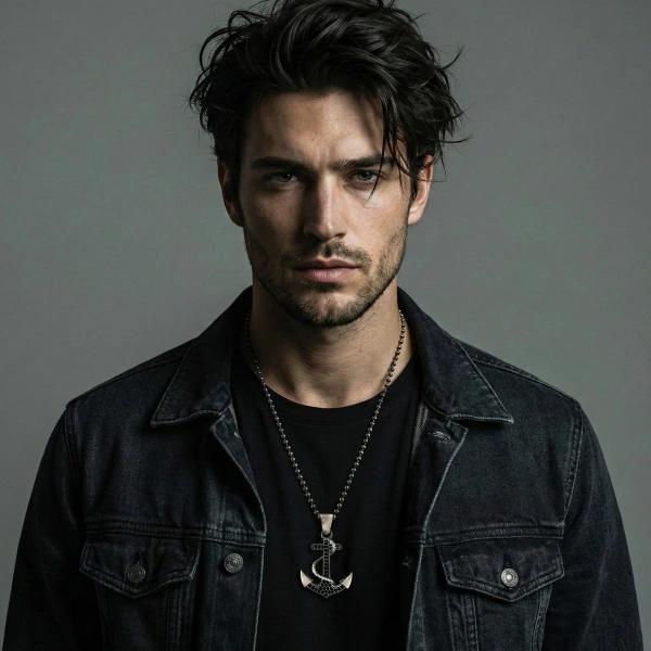 Markazit Taşlı Özel Yüzey Kaplama Halatlı Minimal Çapa Kolye