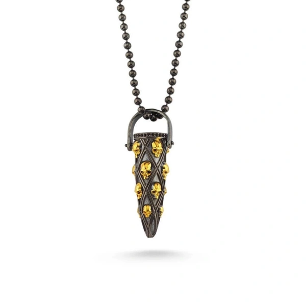 Mermi Gümüş Kolye Top Zincirli Altın Kaplamalı Oksitli