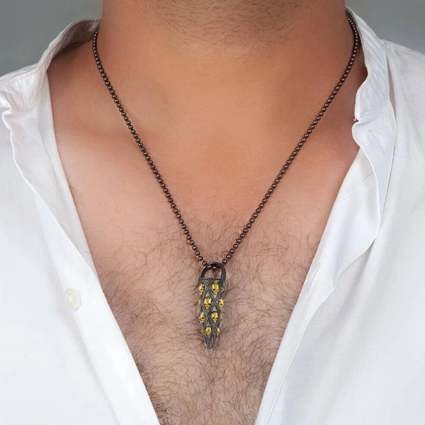 Mermi Gümüş Kolye Top Zincirli Altın Kaplamalı Oksitli