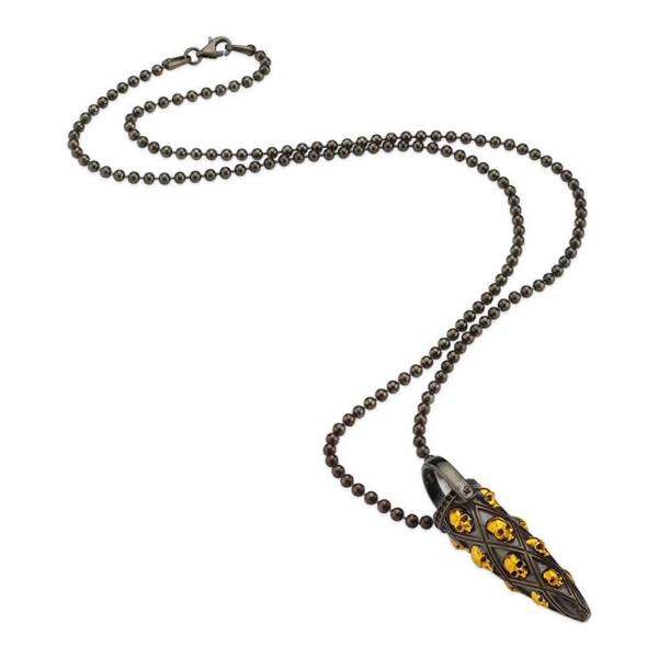 Mermi Gümüş Kolye Top Zincirli Altın Kaplamalı Oksitli