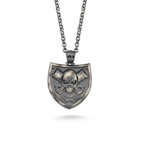 Oksitli Kurukafa Apolet Gümüş Kolye