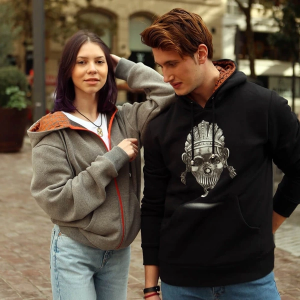 Erkek Baskılı Siyah Sweatshirt