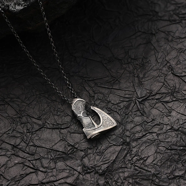 Özel Tasarım Balta Gümüş Kolye